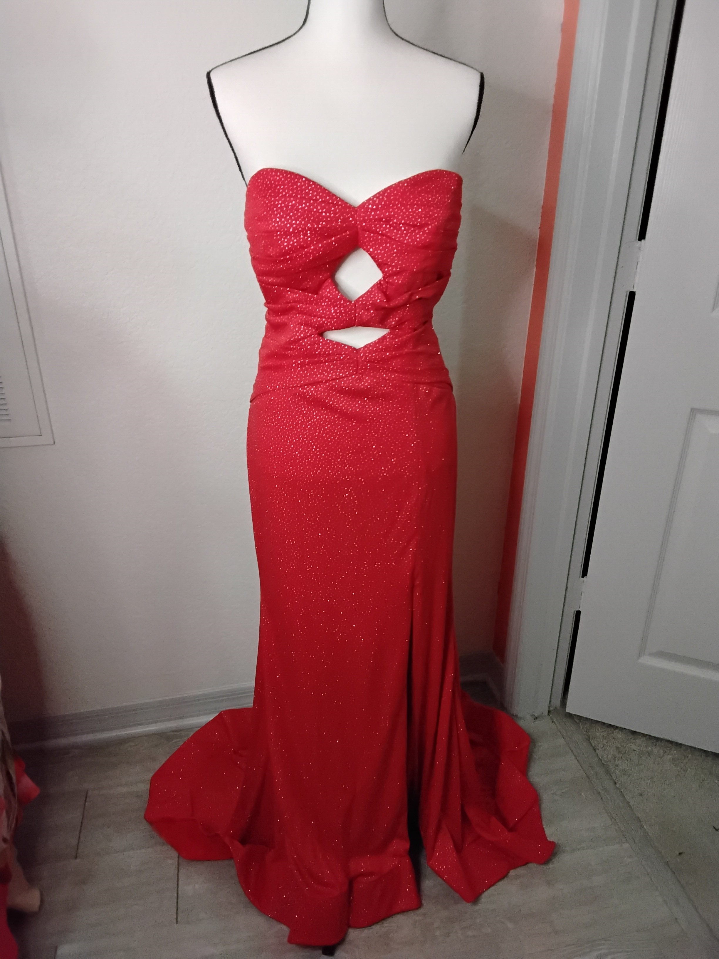 Fashion Brand Company Red Backless Strapless Cutout Evening Gown